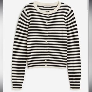H&M fine knit striped cardigan black and white